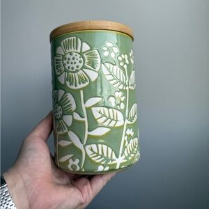 Green Floral HomeSense Ceramic Lidded Storage Container Jar